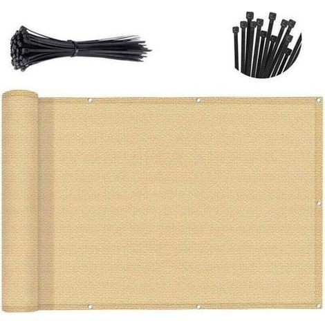 Windshield-view beige for balcony, cover of fence of apartment to 90 % of shade, shield-windshield in mesh sturdy for patio, outdoor, yard, patio (0,9 × 3m) (1/3)