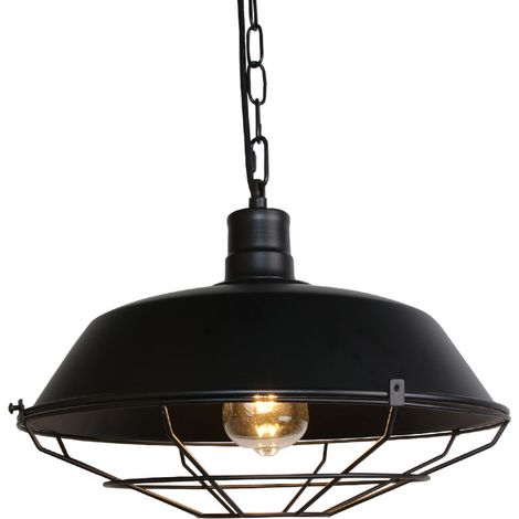 Suspensions vintage luminaires style industriel, plafonnier rétro éclairage intérieur, lampe cuisine salon salle à manger chambre, Ø 260mm , noir BLOW (1/5)