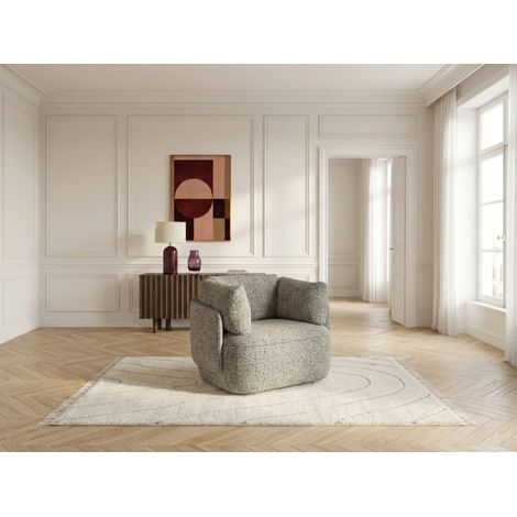 BOBOCHIC - Fauteuil pivotant MARIO tissu chiné Taupe (1/5)