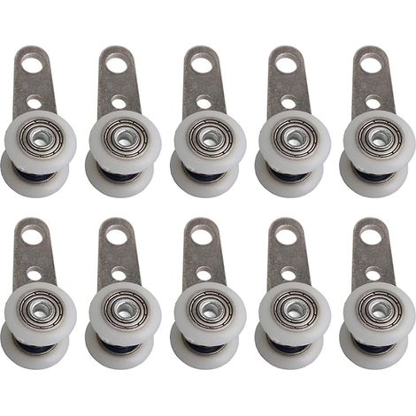 Lot de 10 roulettes pour baies vitrées ou portes coulissantes : en métal et plastique : 4,5 x 1,9 cm (1/4)