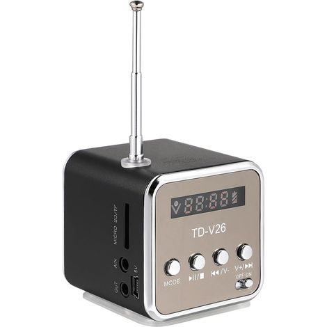 Enceinte sans Fil Mini Rétro en Alliage D’Aluminium, Noire Fil, Portable et Légère, Haut-parleur de Bureau, Boîte à Musique Maison (1/5)