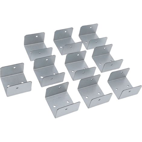 10 pièces fixations pour poteaux bois en U acier galvanisé anti-vol anti-vibration brides pour panneaux de clôture pour poteaux béton et bois 50mm / 1.97in (1/5)