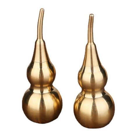 2 pièces Wu Lou calebasse 7 cm laiton poli creux tête inclinée décoration de table Feng Shui accessoire maison cadeau (1/5)