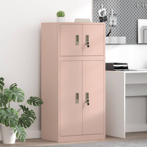 vidaXL Armario de almacenamiento 2 uds. Rosa 60 x 40 x 130 cm Acero (1/5)
