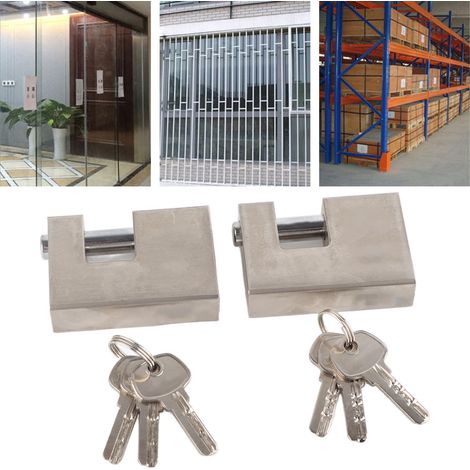 Cadenas antivol rectangulaire à ouverture horizontale, cylindre de verrouillage atomique de qualité supérieure B, tête de verrouillage anti-coupure entièrement en cuivre, antirouille et étanche pour p (1/5)