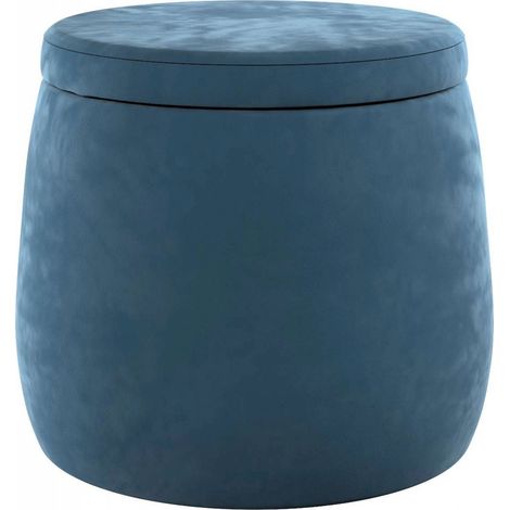 Pouf rangement en velours - Bleu Foncé (1/5)