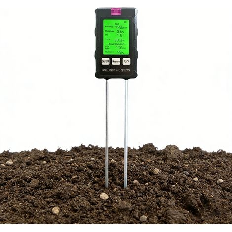 【Maison connectée】Testeur d'humidité du Sol, Appareil de Mesure du Sol 6 en 1, Détection de Température, du PH,Humidité de l'air/du sol, Nutriments, Lumière du Soleil, Adapté au Jardinage et Aux Plant (1/5)