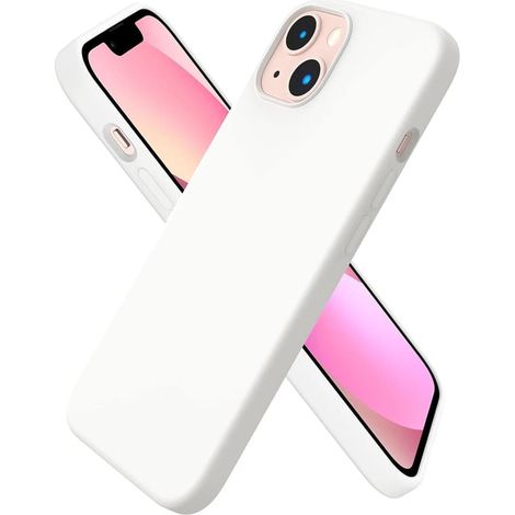 Coque pour iPhone 13, en silicone liquide, ultra-fine et résistante aux chocs, avec protection intégrale, couleur blanche. (1/5)
