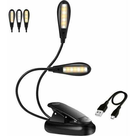 Rechargeable Reading Light, Reading Lamp 14 LEDs 3 Colors 9 Modes Adjustable Brightness, 360° Clip-on Lamp Cordless Flexible Neck Portable and Flexible for Work Travel Night Reading (1/5)