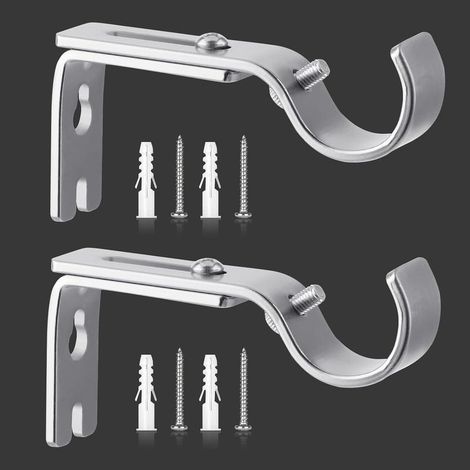 2 Stück – Gardinenstangenhalterung – Verstellbares Wandzubehör – Für Stangen Ø 20–25 mm – Für die Innenmontage – Silber – 8,8 x 11,5 cm (1/5)
