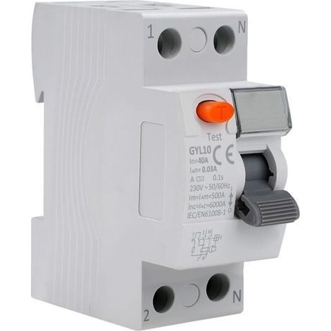 Disjoncteur différentiel 30mA 40A type A disjoncteur à courant résiduel 2P AC230V RCCB disjoncteur 2 pôles interrupteur différentiel Protection contre les fuites GYL10 (1/5)