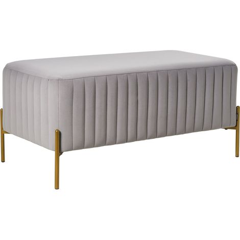 Panca in velluto con gambe in metallo dorato Stile glamour rettangolare Grigio Utah