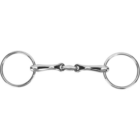 Mors à anneaux en O pour chevaux, en acier inoxydable poli, flexible et à liaison souple, idéal pour l'entraînement des chevaux de course. (1/5)