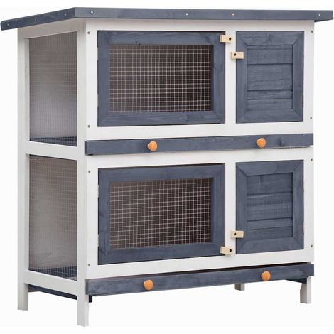 Maison Exclusive - Clapier d'extérieur 4 portes Gris Bois (1/5)