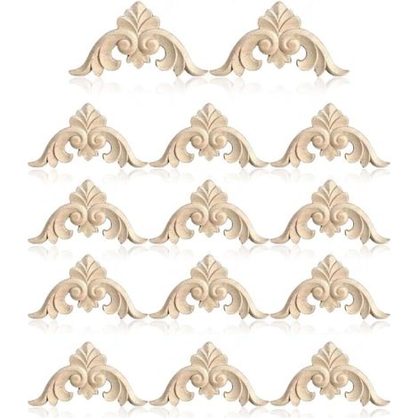 14 PCS moulure bois,moulure decorative,moulure murale,Bois Sculpture DéCalcomanie Bois Sculpté Moulures Coin Applique Porte DéCor Sculpture sur Bois pour Porte Armoire FenêTres (1/5)