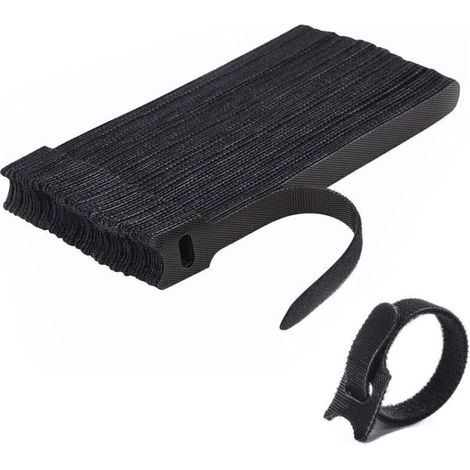 Attache Cable[50 Pcs], Sangles Sangles Câble, Réutilisables Serre Cable, Organisateur Rangement Cable, pour Attacher Les Câbles, Gaines, Fils PC, Fils Électriques etc(Noir) (1/5)