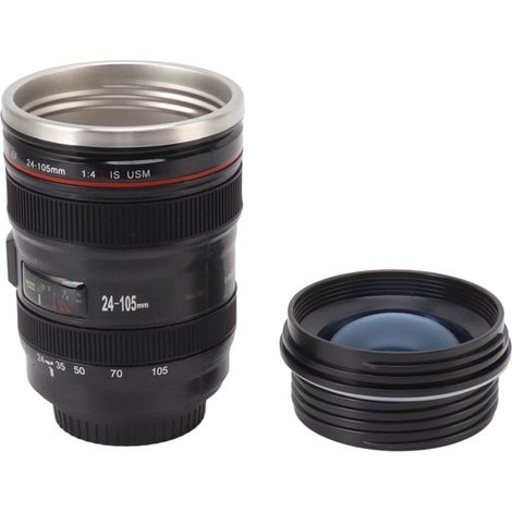 Tasse Café Objectif Appareil Photo 400ML en Acier Inox - Cadeau Original Photographe (1/5)