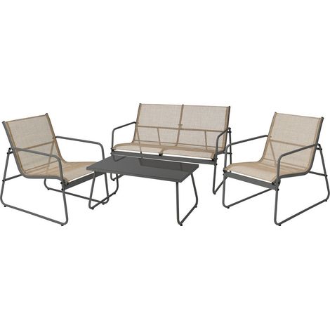Conjunto de muebles de exterior Aques , 0x0x0cm, Mimbre plástico, Metal