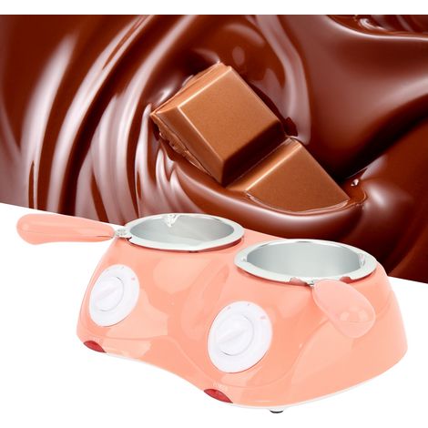 Juego eléctrico de fondue de chocolate de doble olla – 220–240 V, fundidor de chocolate rosa – juego para hacer chocolate con moldes y accesorios (1/5)