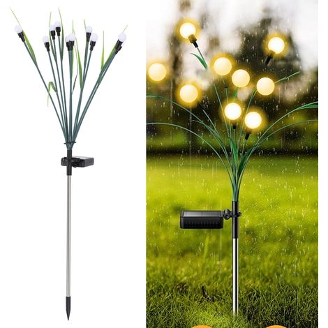 Lampe solaire de jardin en forme de feuille, 10 LED, effet luciole, décoration extérieure, Noël, mariage, lumière blanche chaude (1/5)