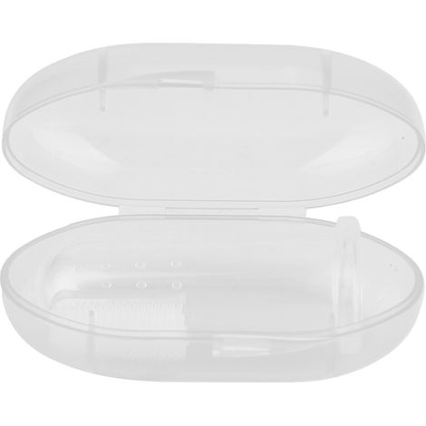 Brosse à dents de bébé en silicone sans danger pour les doigts, avec étui de rangement (blanche) (1/5)