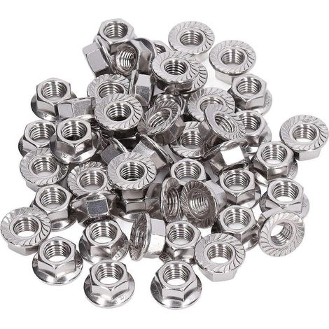 50-teiliges Flanschmuttern-Set aus Edelstahl 304 für Befestigungs- und Wartungsarbeiten, M10