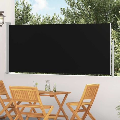 Auvent latéral rétractable brise-vue en polyester pour jardin terrasse noir 120 x 300 cm - PANGIVO (1/5)