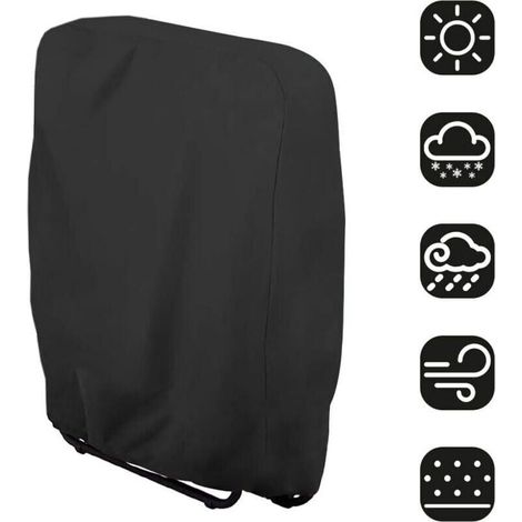 Housse de chaise pliante Housse de protection pour chaise longue Bain de soleil Mobilier de jardin étanche anti-UV Protection contre les dommages, 71 x 110 cm(noir) (1/4)