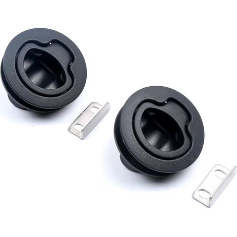 Lot de 2 loquets ronds de 6,35 mm pour pont de bateau, camping-car, armoire, tiroir (noir)