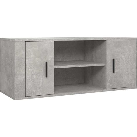 Meuble TV, Étagère TV, Meuble de Salon, Moderne Gris béton 100x35x40 cm Bois d'ingénierie OIB8591E (1/5)