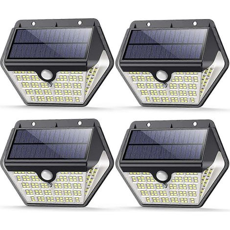 Lampe solaire d'extérieur sans fil, lot de 4 lampes de 150 LED, batterie 2000 mAh, 1200 lm (1/5)
