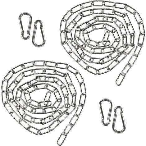 2 x 1,5 Mètre Chaîne en Acier Inoxydable 3mm Chainette avec 4 Mousquetons, Promenade, Chaîne de Chien Chaîne De Séchage Robuste Charge Chaîne D'ancrage Chaîne Balançoire, Maximale de 80KG (1/5)