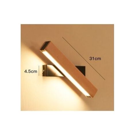Applique Murale LED, 6W luminaire mural interieur en bois 360° Rotatif, Blanc froid Lampe de Mur pour Chambre, Salon, Bureau, Couloir,Dia 31CM [Classe énergétique E]（le noir） (1/4)