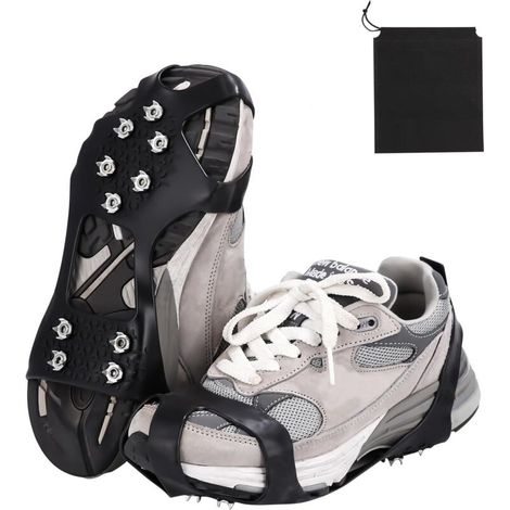 (Size M (Size 35-40)) 1 Double Spike Crampons Anti-Slip Claws Anti-Slip Shoes Snow Grips Cleats with 10 Snow Spikes, Winter Hiking Hunting Walking, Unisex Anti-Slip Protection