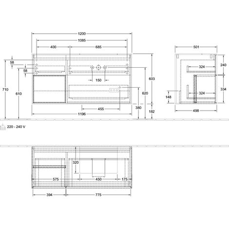 Villeroy & Boch G141HJPC Armoire sous lavabo Finion G14