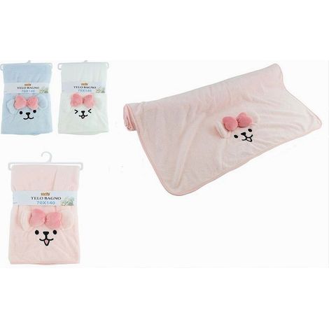 Cleafe - Telo Bagno Asciugamano 70x140 Cm Da Doccia In Tessuto Cagnolina Con Fiocco 10742 - (1/2)