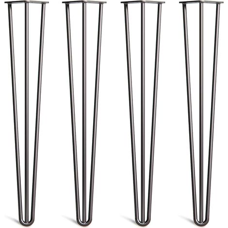 4 x Heavy Duty Hairpin Table Legs �C Superior Double Steel Welding with Free Screws, Build Guide & Protector Feet Worth ��8 �C 12mm Steel