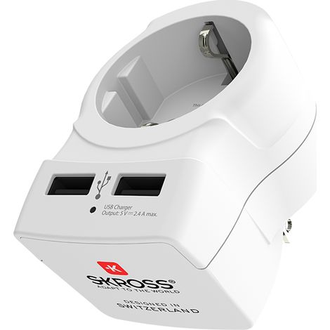 Adaptateur SKROSS de Pologne vers les États-Unis, du Mexique vers Cuba, de la République dominicaine avec chargement 2xUSB (1/5)