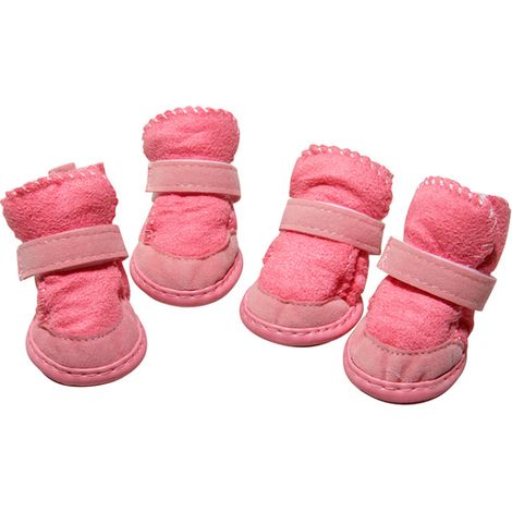 Set mit 4 Haustierstiefeln, warm, weich, rutschfest, leicht und verstellbar, ideal für Katzen und Hunde (Chihuahua, Bichon Frisé, Schnauzer, Roseate), Größe 5. (1/5)