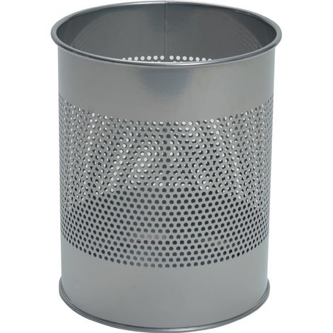 Corbeille à papier métal déco gris argent (1/2)