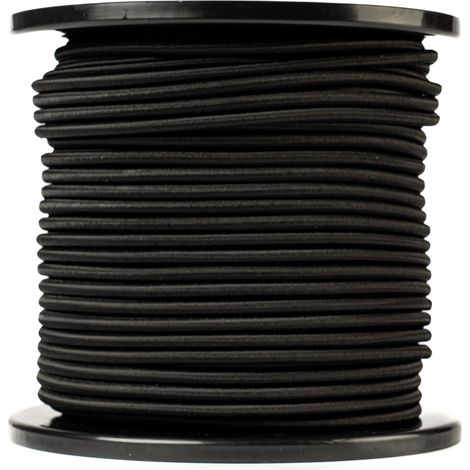 Corde élastique Ronde (6mm, 100M, Noir) - Qualité Professionnelle - Résistante aux intempéries et réutilisable - Charge de Rupture 80kg (1/5)