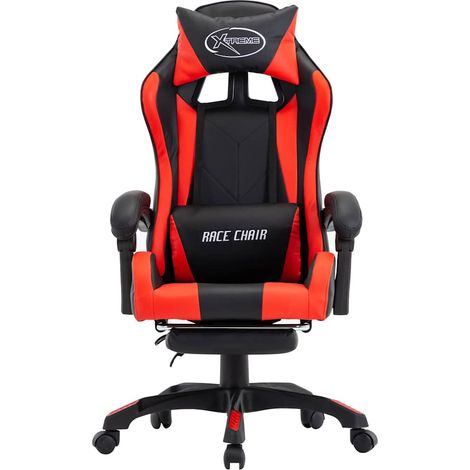 Maison Exclusive - Fauteuil de jeux vidéo et repose-pied Rouge et noir Similicuir (1/5)