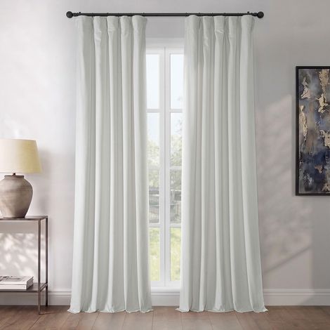 Rideau en Velours Pelucheux (1 Panneau), mélange de Polyester, Blanc, 127 cm de Large x 304,8 cm de Long (Lot de 1) (1/5)