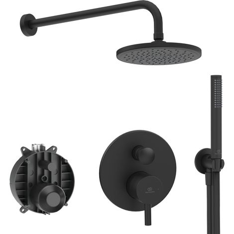 Ideal Standard - Ceraline, Kit doccia completo, Set asta doccia per installazione a muro, Nero Seta (1/10)