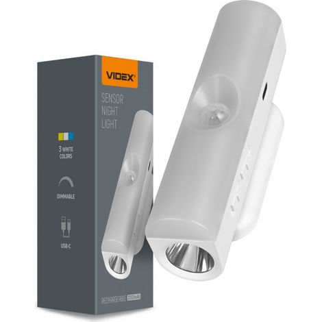 Lampada notte ricaricabile PIR LED 2W bianca Videx (1/5)