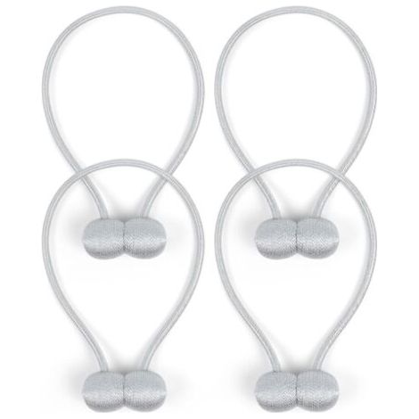D'embrasses de Rideaux, 4 Embrasse Rideau Magnétiques Attaches Rideau, Attaches de Rideau Support Attaches, Rideaux Embrasses à pour Décoration de Maison Bureau, Gris Clair (1/5)