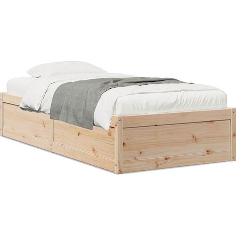 Lit simple,Lit adulte,Cadre de lit sans matelas 90x190 cm bois de pin massif CFW1079041 (1/5)