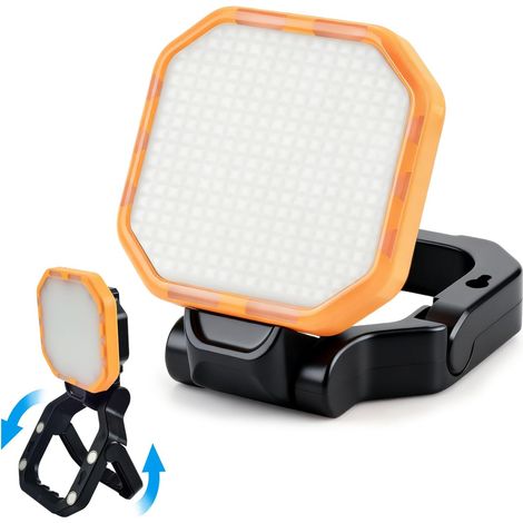 Projecteur LED sans fil - 2000 lm - Portable - 4 modes d'éclairage - Lampe de camping rechargeable par USB - Magnétique et IPX4 - Lampe de chantier pour chantier, pannes de courant, camping, extérieur (1/5)