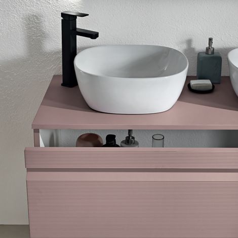 Cassetto bagno portalavabo 80 cm sospeso in PVC RIO Rosa Polvere (1/3)