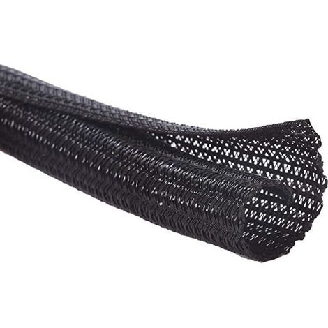 13mm-100m Expandable Braided Cable Sleeve, Cable Management, Cable Protector for Automotive Cables and Wires - Black (1/5)